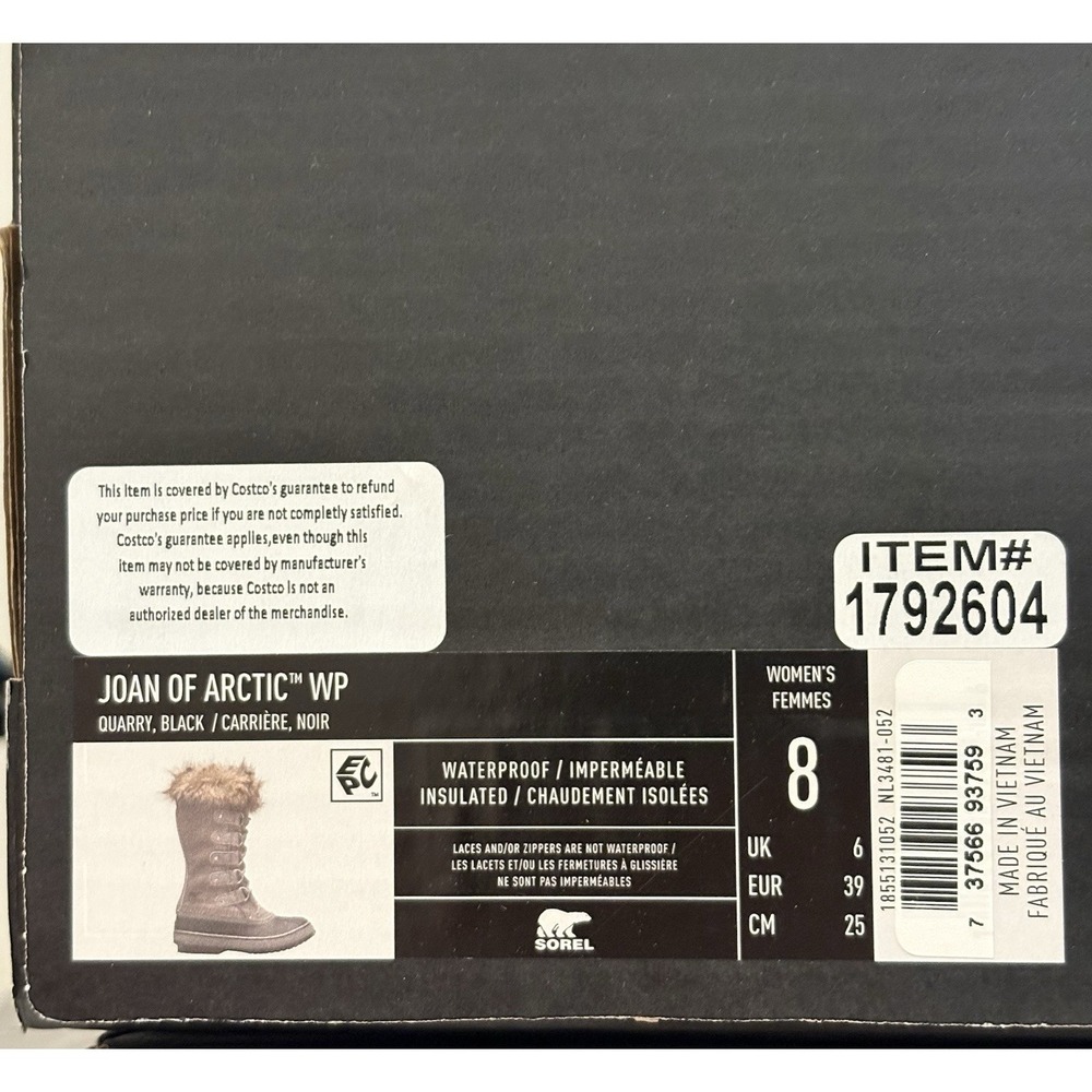 Sorel Women's Joan of Arctic Waterproof Boots Size US 8 Quarry Gray Suede New - Picture 6 of 6